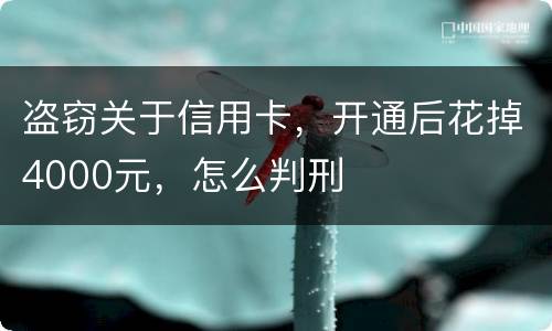 盗窃关于信用卡，开通后花掉4000元，怎么判刑