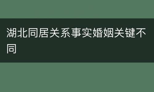 湖北同居关系事实婚姻关键不同