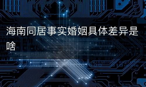 海南同居事实婚姻具体差异是啥