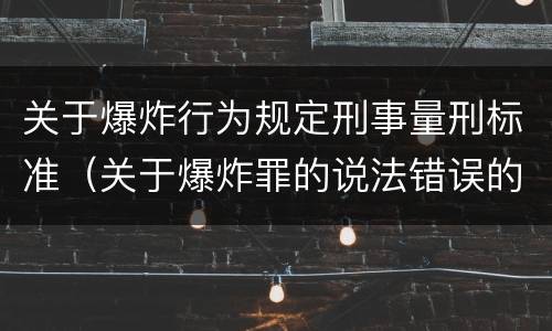 关于爆炸行为规定刑事量刑标准（关于爆炸罪的说法错误的是）