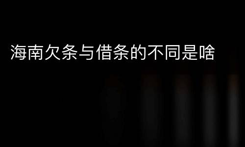 海南欠条与借条的不同是啥