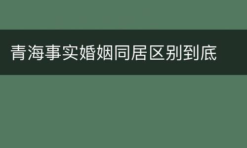 青海事实婚姻同居区别到底