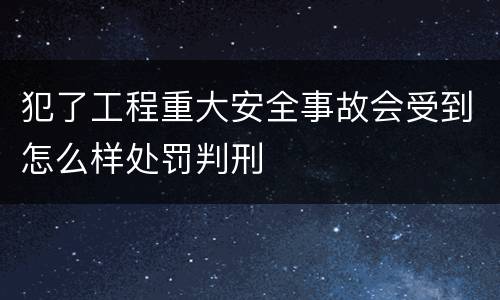 犯了工程重大安全事故会受到怎么样处罚判刑