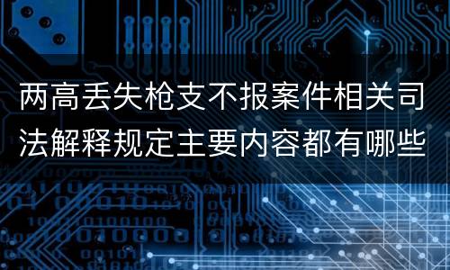 两高丢失枪支不报案件相关司法解释规定主要内容都有哪些