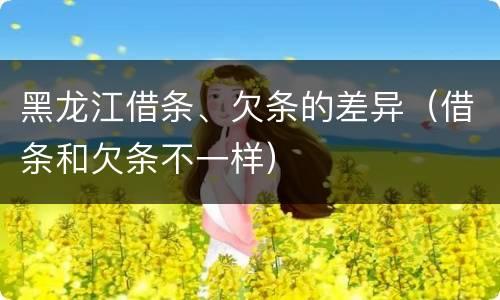 黑龙江借条、欠条的差异（借条和欠条不一样）