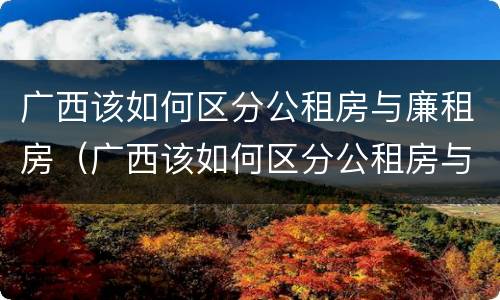 广西该如何区分公租房与廉租房（广西该如何区分公租房与廉租房的区别）