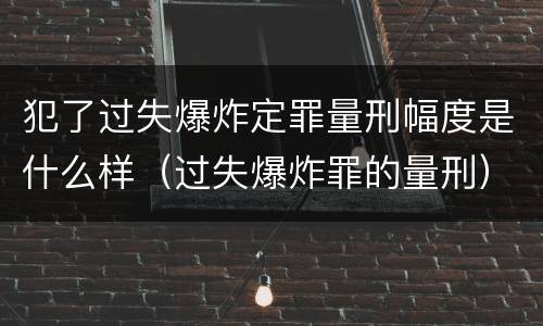 犯了过失爆炸定罪量刑幅度是什么样（过失爆炸罪的量刑）