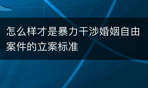 怎么样才是暴力干涉婚姻自由案件的立案标准