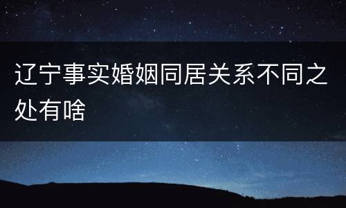 辽宁事实婚姻同居关系不同之处有啥