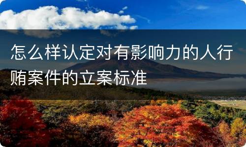 怎么样认定对有影响力的人行贿案件的立案标准