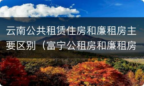 云南公共租赁住房和廉租房主要区别（富宁公租房和廉租房）