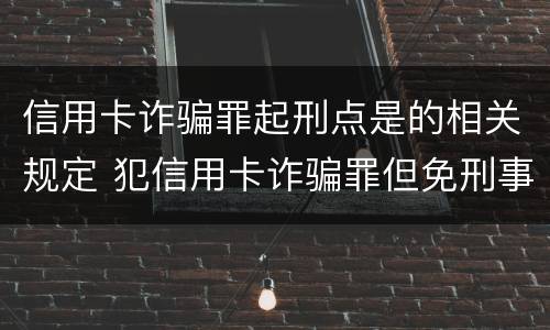信用卡诈骗罪起刑点是的相关规定 犯信用卡诈骗罪但免刑事处罚