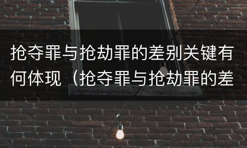 抢夺罪与抢劫罪的差别关键有何体现（抢夺罪与抢劫罪的差别关键有何体现）