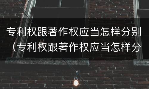专利权跟著作权应当怎样分别（专利权跟著作权应当怎样分别使用）