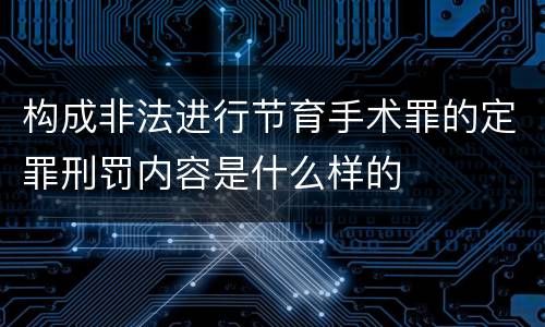 构成非法进行节育手术罪的定罪刑罚内容是什么样的