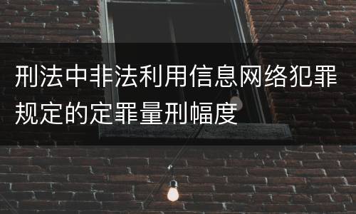 刑法中非法利用信息网络犯罪规定的定罪量刑幅度