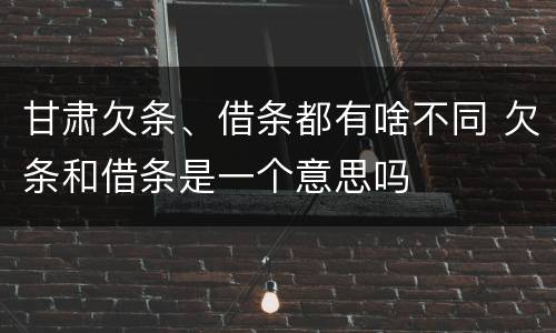 甘肃欠条、借条都有啥不同 欠条和借条是一个意思吗