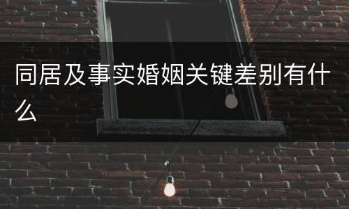 同居及事实婚姻关键差别有什么