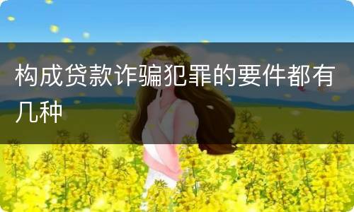 构成贷款诈骗犯罪的要件都有几种