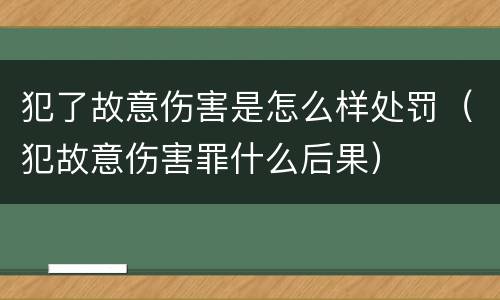 犯了故意伤害是怎么样处罚（犯故意伤害罪什么后果）