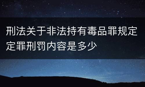 刑法关于非法持有毒品罪规定定罪刑罚内容是多少