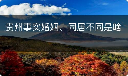 贵州事实婚姻、同居不同是啥