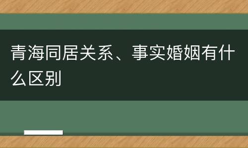 青海同居关系、事实婚姻有什么区别