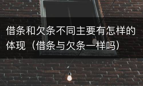 借条和欠条不同主要有怎样的体现（借条与欠条一样吗）