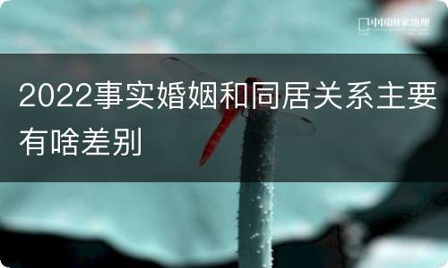 2022事实婚姻和同居关系主要有啥差别