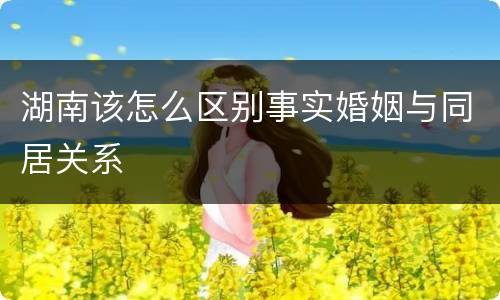 湖南该怎么区别事实婚姻与同居关系