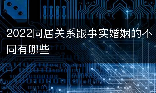 2022同居关系跟事实婚姻的不同有哪些