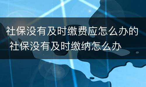 社保没有及时缴费应怎么办的 社保没有及时缴纳怎么办