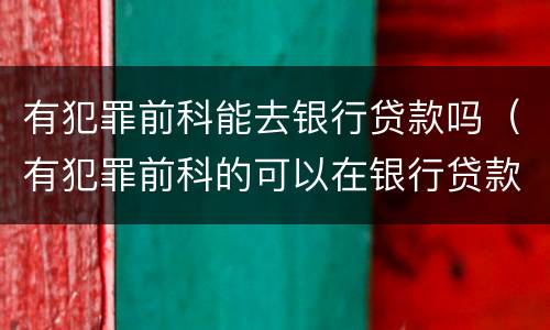 有犯罪前科能去银行贷款吗（有犯罪前科的可以在银行贷款吗?）