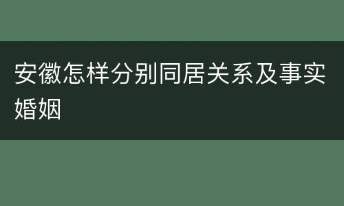 安徽怎样分别同居关系及事实婚姻