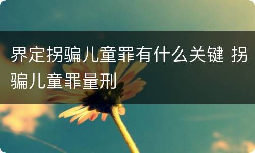 界定拐骗儿童罪有什么关键 拐骗儿童罪量刑