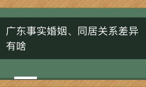 广东事实婚姻、同居关系差异有啥