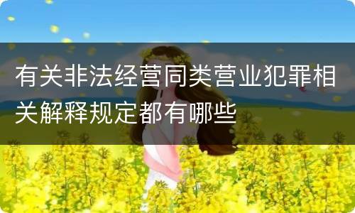 有关非法经营同类营业犯罪相关解释规定都有哪些
