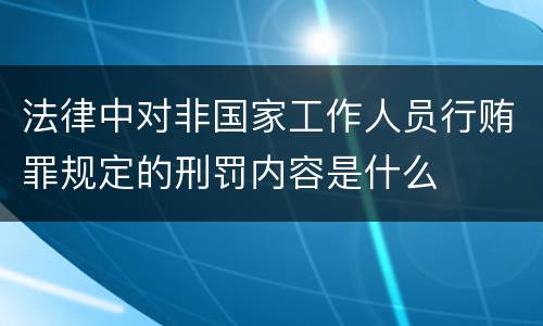 法律中对非国家工作人员行贿罪规定的刑罚内容是什么