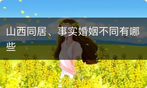 山西同居、事实婚姻不同有哪些