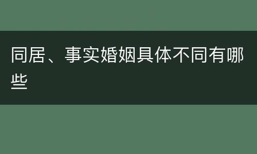 同居、事实婚姻具体不同有哪些