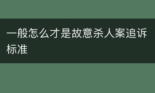 一般怎么才是故意杀人案追诉标准