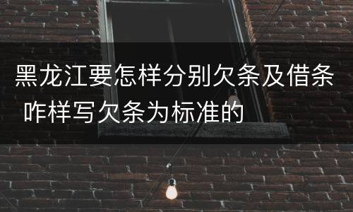 黑龙江要怎样分别欠条及借条 咋样写欠条为标准的
