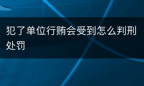 犯了单位行贿会受到怎么判刑处罚