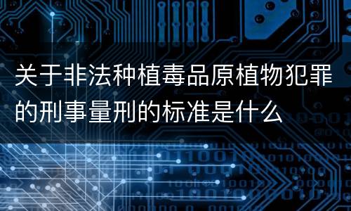 关于非法种植毒品原植物犯罪的刑事量刑的标准是什么