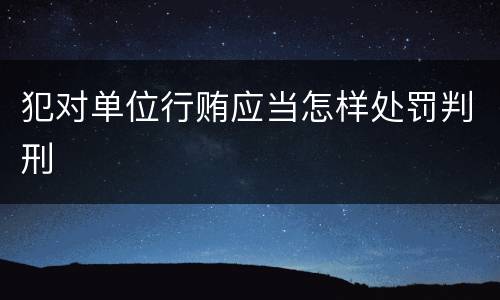 犯对单位行贿应当怎样处罚判刑