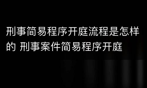 刑事简易程序开庭流程是怎样的 刑事案件简易程序开庭