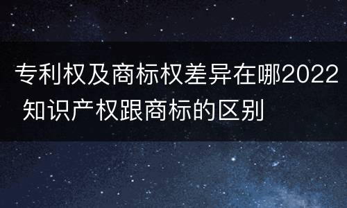 专利权及商标权差异在哪2022 知识产权跟商标的区别