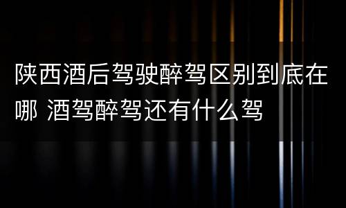 陕西酒后驾驶醉驾区别到底在哪 酒驾醉驾还有什么驾