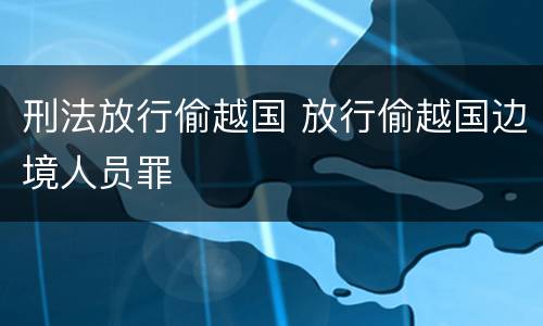 刑法放行偷越国 放行偷越国边境人员罪