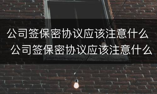 公司签保密协议应该注意什么 公司签保密协议应该注意什么问题